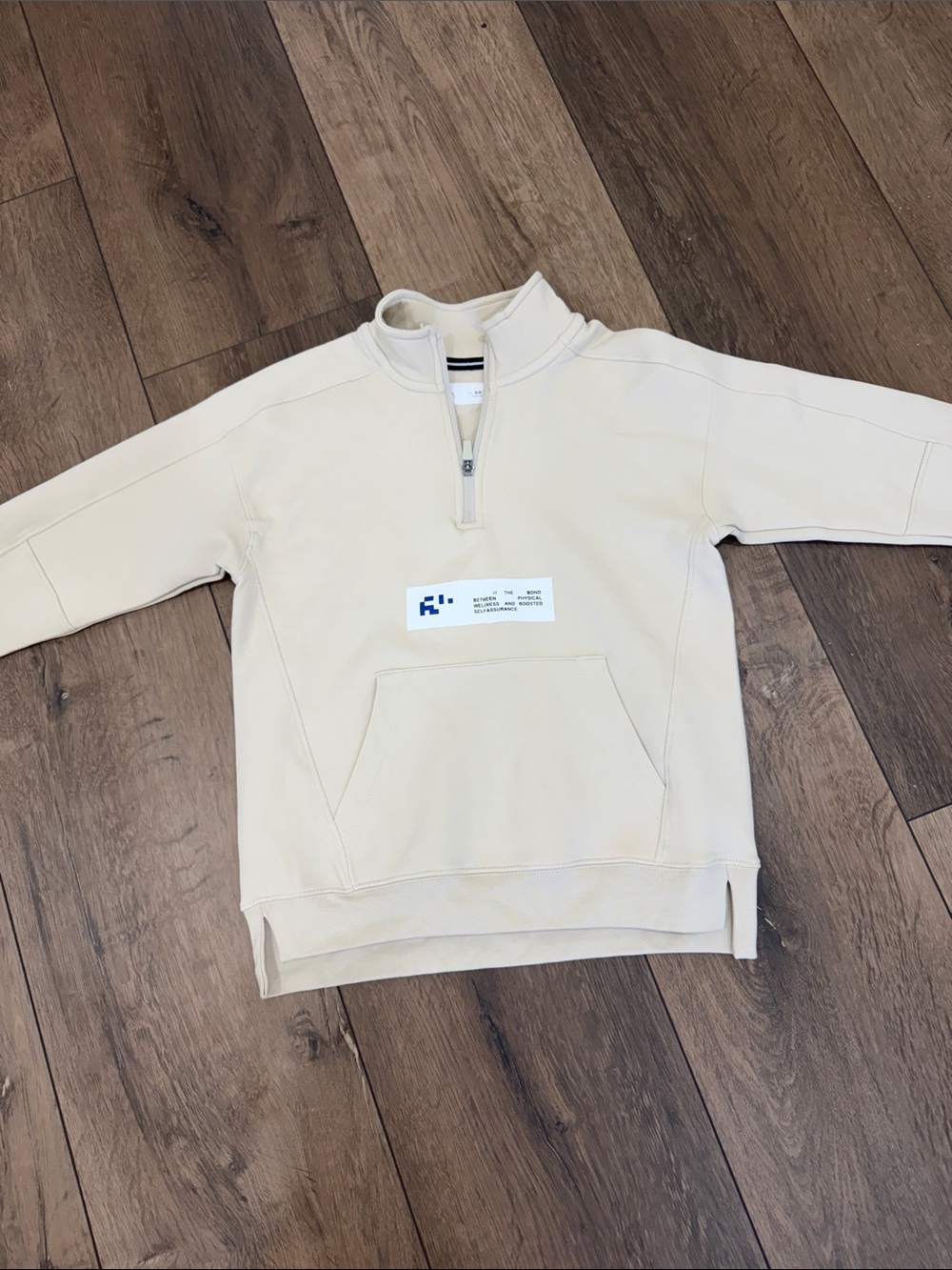 NWT Zara Cream Zip-Front Sweatshirt with Navy Trim for Boy